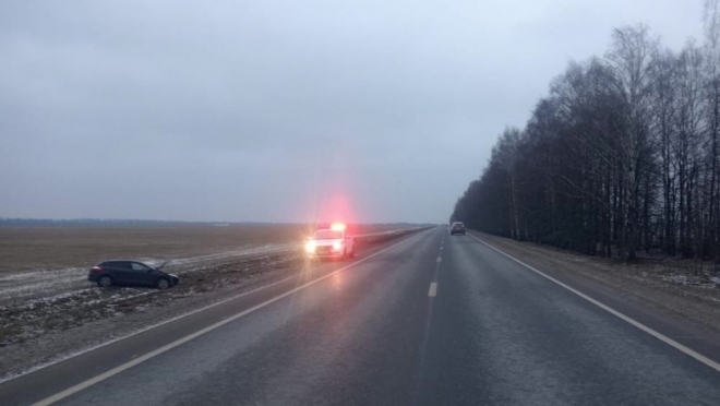 На трассе в Медведевском районе водитель Renault Megan вылетела в кювет