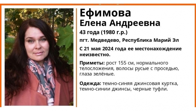 В Марий Эл полторы недели не знают о местонахождении 43-летней Елены Ефимовой