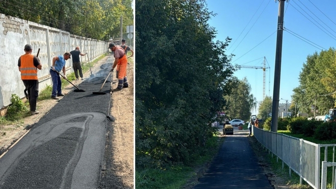 На пешеходной зоне в Семёновке уложили новый асфальт