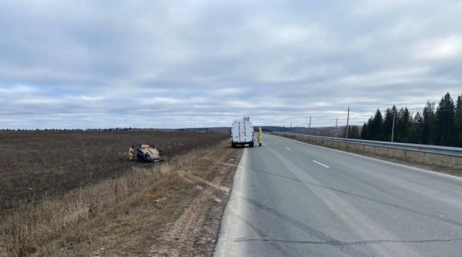 В Мари-Турекском районе отечественный автомобиль перевернулся в кювет